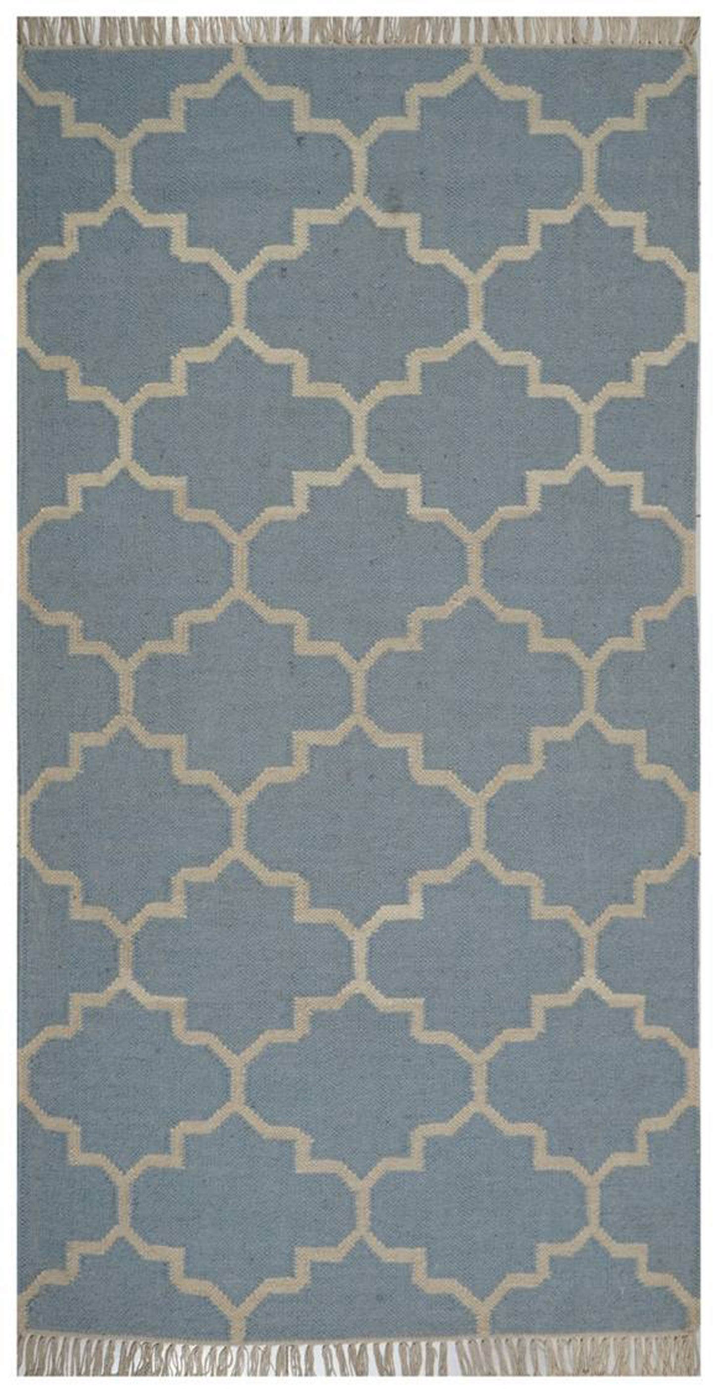Handwoven Blue Woollen Rug