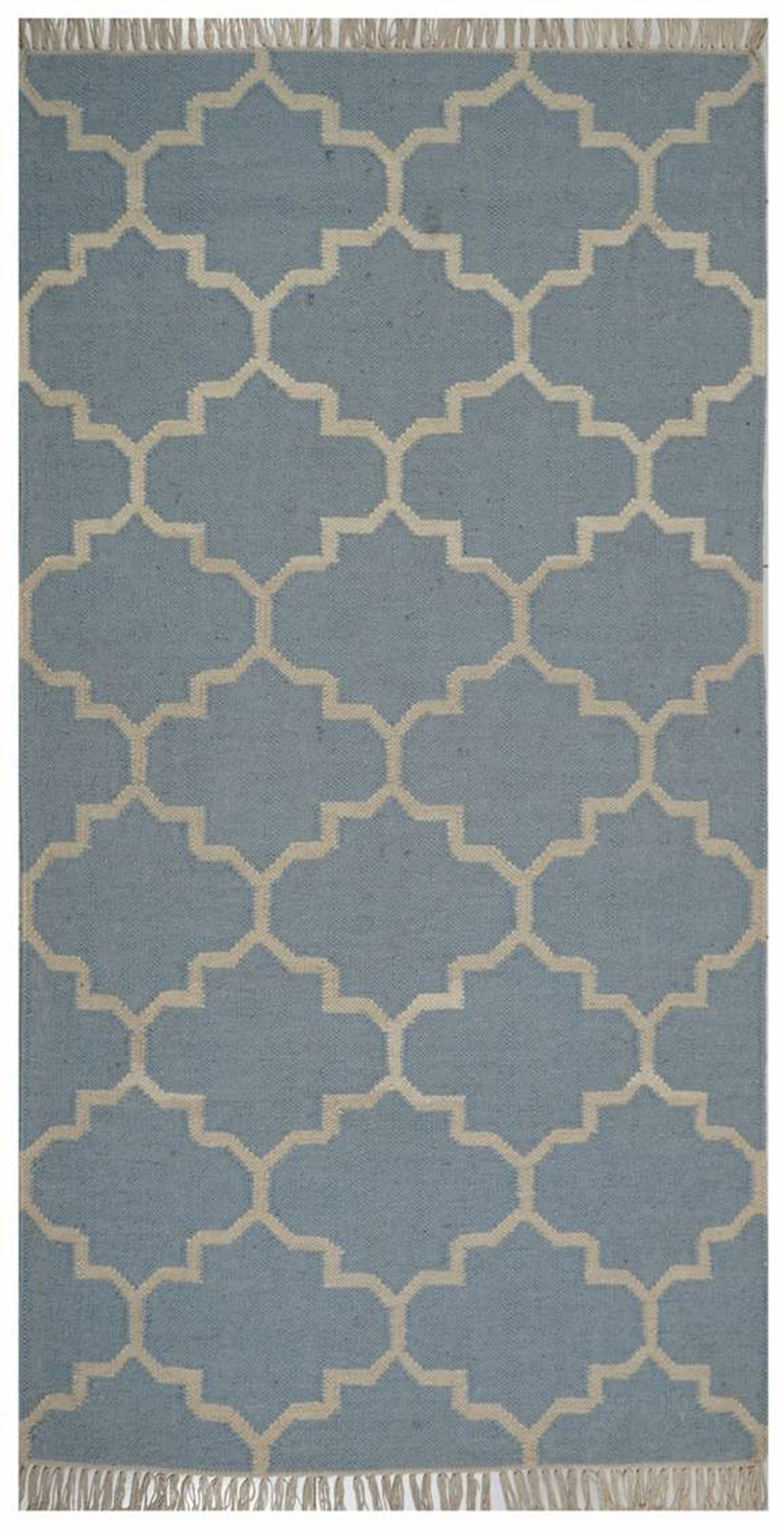 Handwoven Blue Woollen Rug