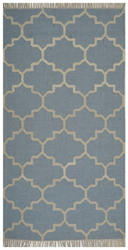 Handwoven Blue Woollen Rug